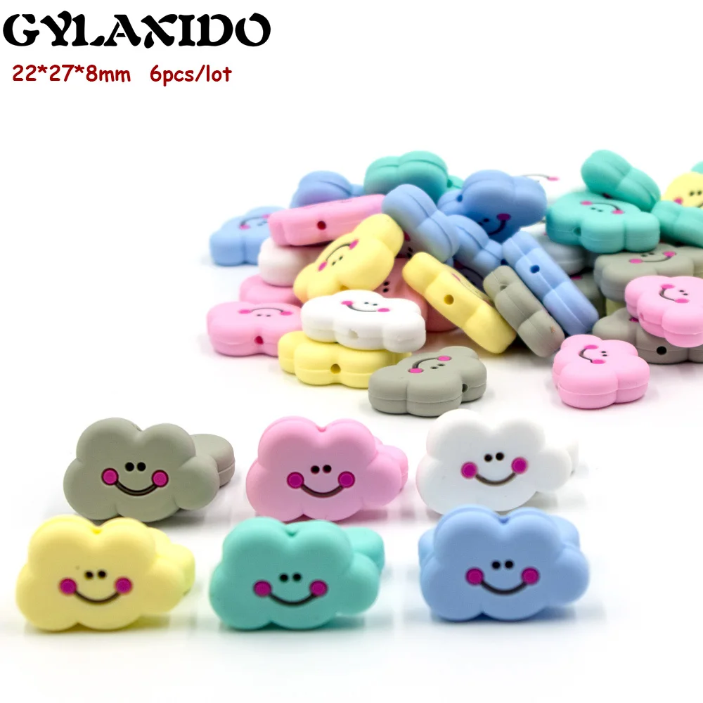 

6pcs Silicone Cloud Beads Food Grade Materials Chew Silicone Beads Baby Accessories DIY Nursing Charm Baby Teether