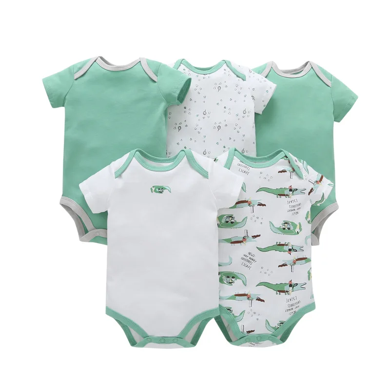 

Summer Baby Boys Girls Shorts Bodysuits Cotton Child 5-Pieces Sets Newborn Baby Clothing For 3-24 Months