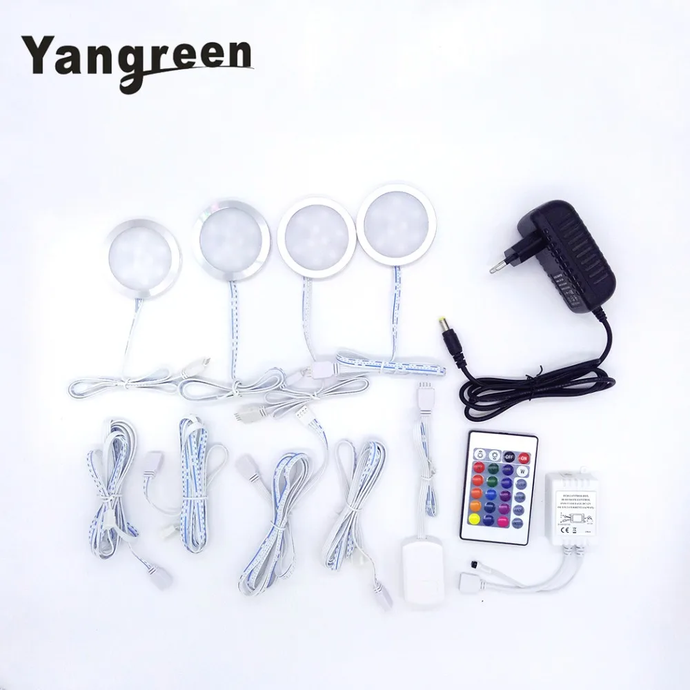 4/6 PCS LED ضوء تحت الكابين RGBW 9 المصابيح التحكم عن بعد عكس الضوء أضواء المطبخ خزانة مصباح إضاءة البار ليلة مصابيح المنزل الديكور