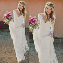 Кантри Бохо кружевные свадебные платья vestido de noiva Русалка с длинным рукавом свадебные платья открытая спина свадебное платье
