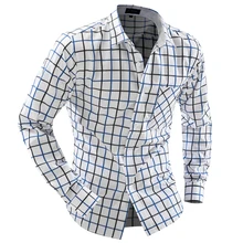 Мужчины Рубашка С Длинным Рукавом 2017 Марка Рубашки Casual Male Slim Fit горошек Хит Цвет Плед Мужские Camisas Рубашки Мужчины XXL FJIWYEAL