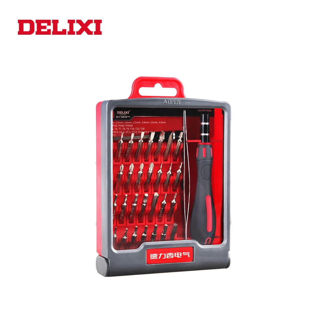 

DELIXI 33 in 1 Precision screwdriver set assembly for watch and clock batches with Multi Home Appliances Repair Hand Tools Kit