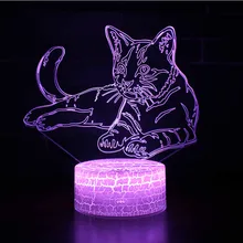 Кошка 3D ночник животное переменчивое настроение светодиодный светильник 7 цветов Пульт дистанционного управления 3D иллюзия светится в темноте для домашнего декора подарки для детей