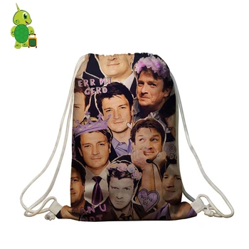 

Popular Nathan Fillion Overlay Drawstring Bag Boys Girls Kids School Bags Daily Backpack Women Men Softback Travel Bags