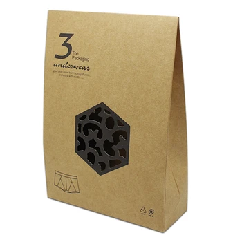 

20Pcs/lot 15*20.5cm Stand Up Brown Kraft Paper Packaging Bag with Hollow Out Design Underwear Carton Paper Doypack Packing Bag