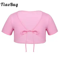 TiaoBug/детское хлопковое болеро с короткими рукавами для балета, куртка, пальто, детский гимнастический болеро, кардиган, танцевальный
