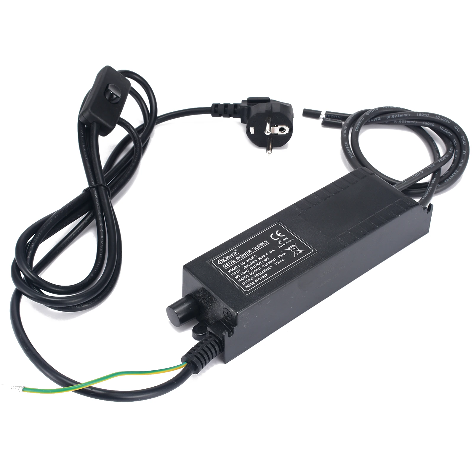 8KV 220V 30mA Neon Power Supply With Dimmer Neon Adjust Ballast EU Plug Transformer For Indoor Use