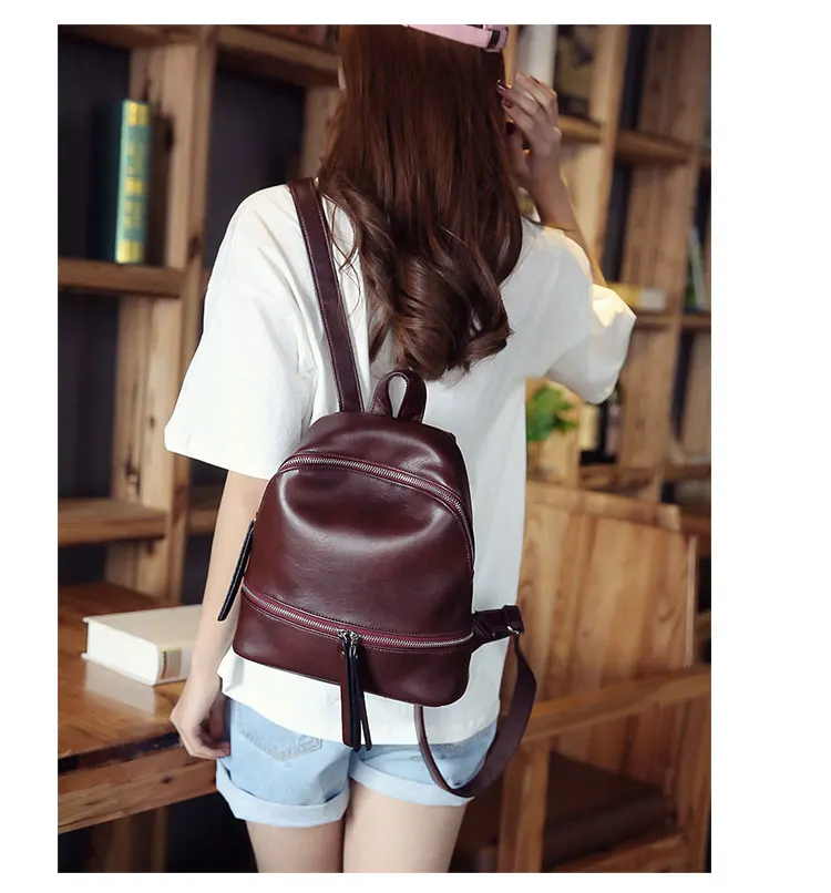 Vintage Women Backpack Designer PU Leather Female Travel Backpacks small Preppy style School Bagn (3)
