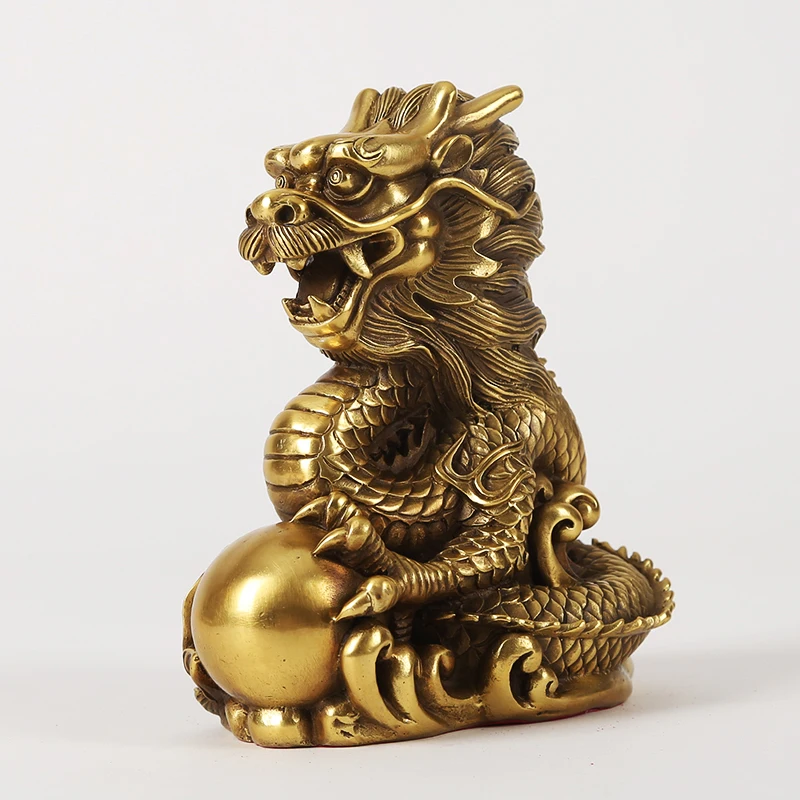 Günstige Kupfer Drachen Zodiac Chinese Dragon Maskottchen Dekoration die lage von einem haus oder tomb Glück Einrichtungs Handwerk Statue