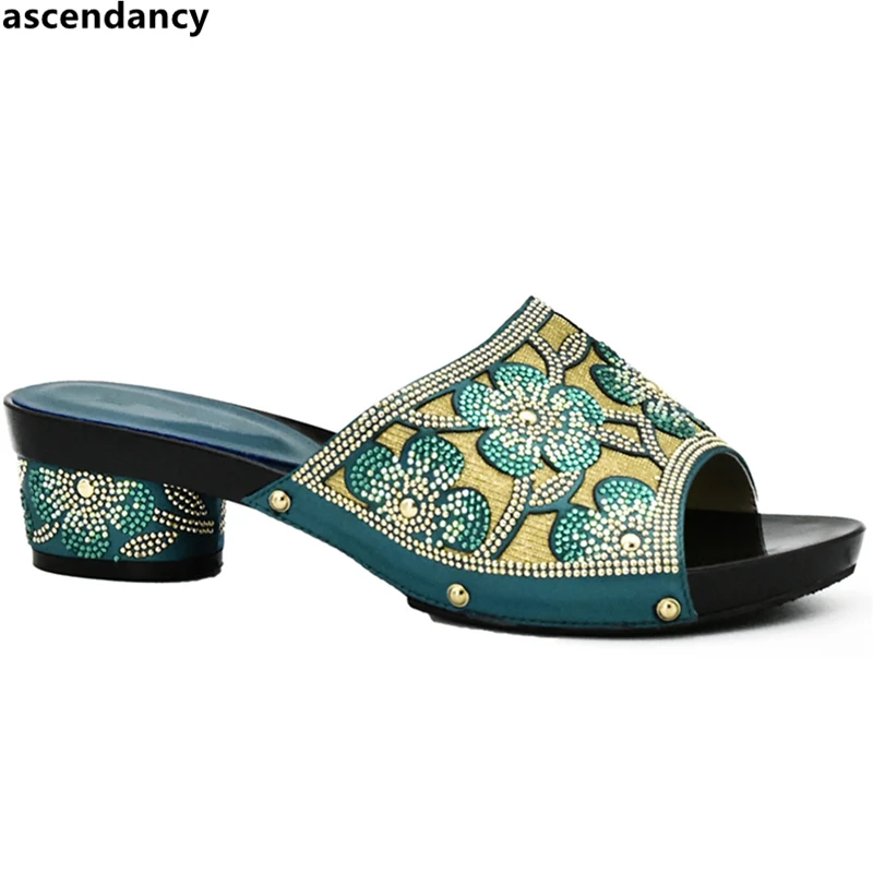Новое поступление; синие женские туфли-лодочки без застежки на высоком каблуке; вечерние туфли в африканском стиле; свадебные пикантные туфли-лодочки для женщин; женские вечерние туфли в африканском стиле - Цвет: Teal