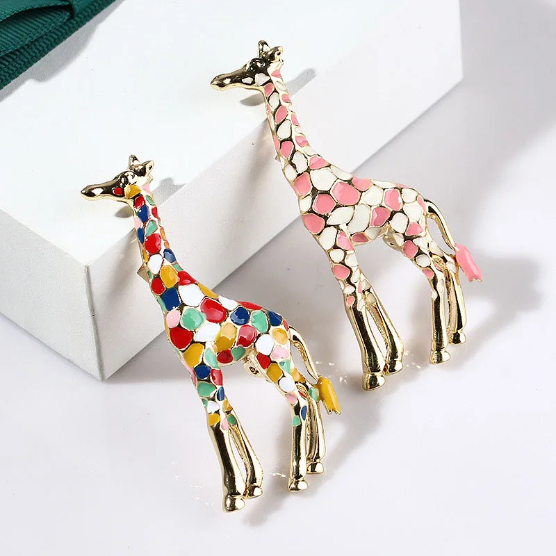 Эмалированные броши в виде жирафа для женщин, Милая брошь булавка в виде животного, модное ювелирное изделие, золотой цвет, подарок для детей, изысканные броши S2730