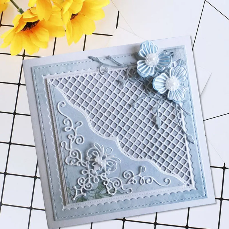 

DIY Paper Cards Decorative Embossing Beautiful Grid Background Square Metal Cutting Dies Stencils for DIY Scrapbooking Album