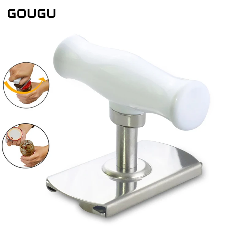 

1PC GOUGU Creative Stainless Steel Can Opener With Turn Handle Multifunction Bottle Opener Kitchen Tool