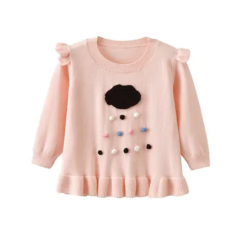 

2019 Fashion Toddler Girls Clothes Cute Cloud Fall Sweater Knitted Baby Winter Ruffles Sweater Dress Kids Children Warm Clothes