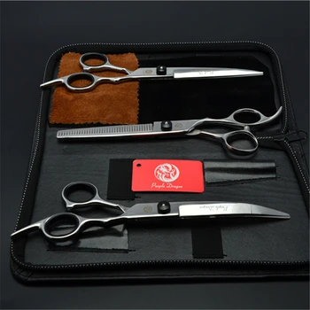

Suit 6" Japan Stainless Purple Dragon Dogs Grooming Set Straight Scissors Thinning Shears Down Curved Scissors Pets Shears Z3001