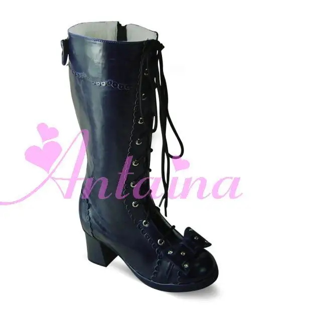 Princess sweet lolita gothic cos shoes custom vivi lolita ribbon princess boots 5137 PU feather