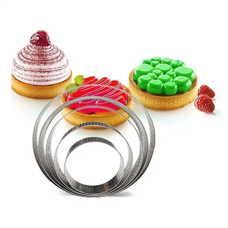 Round stainless Straight Edge perforated tart ring quiche ring tart pan