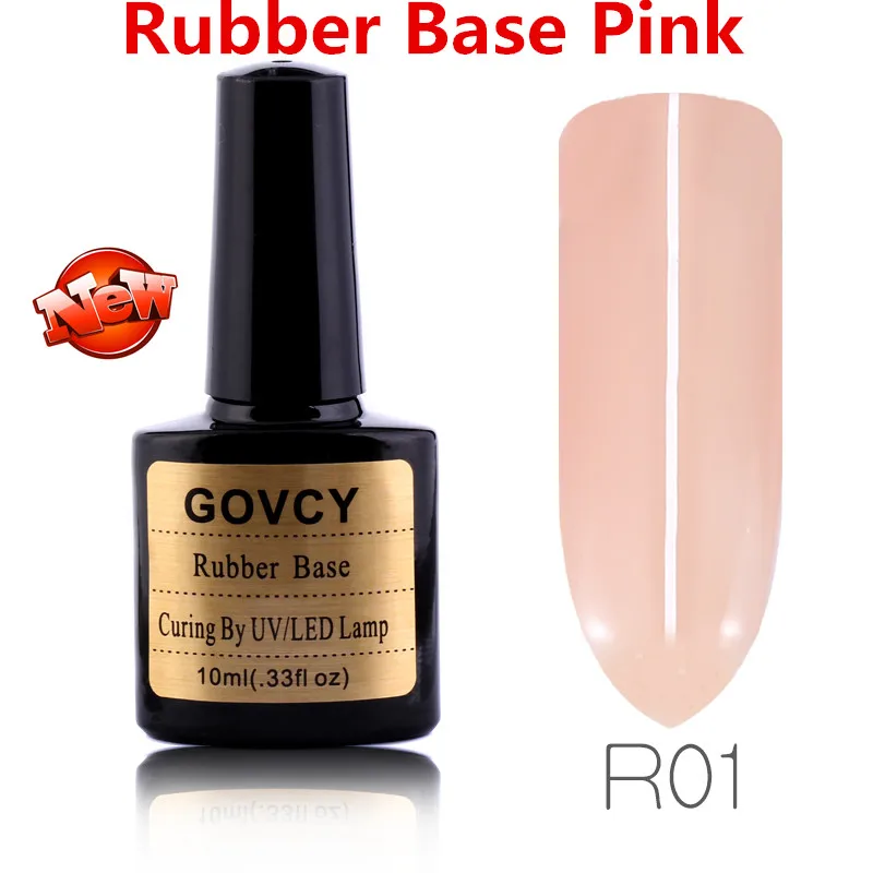GOVCY 10ml Gel Nail Polish Rubber Base Pink UVLED Soak Off Nail Gel