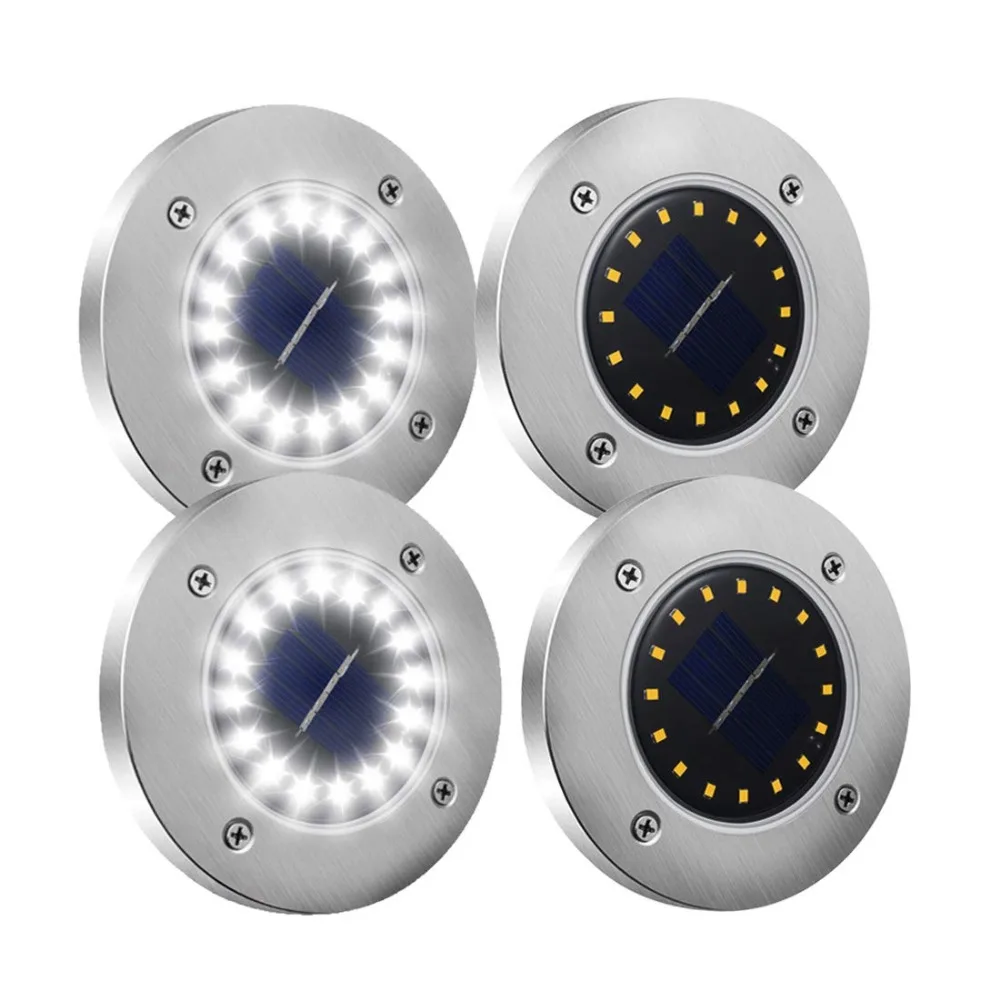 Luzes do Jardim Solares à Terra à Prova Luzes para Gramado Pacote Solar Luzes Dwaterproof Água Pátio Luz Subterrânea Sensing Paisagem Caminho 4 16led 7 4 pacote solar luzes do jardim 16led