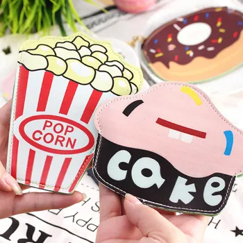 

High Quality Cute Cotton PU Leather Ice Cream/Popcorn Coin Purse Zipper Change Wallet Girl Small Wallet Coin Bank Case Key Chain