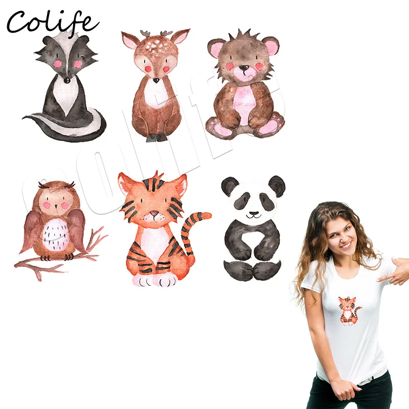 

Tiger Panda Sticker For Children Iron On Embroidery Heat Transfer Parches Washable DIY Custom Patches On Clothing Decal Applique