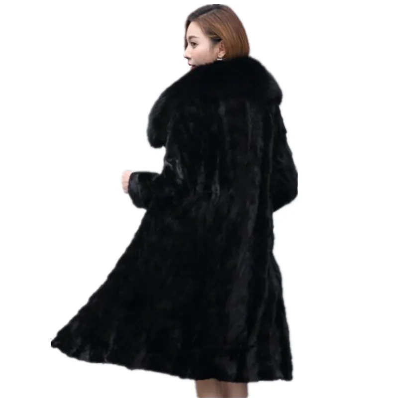 5XL 6XL2018 большой размер зимнее женское пальто из искусственного меха с воротником