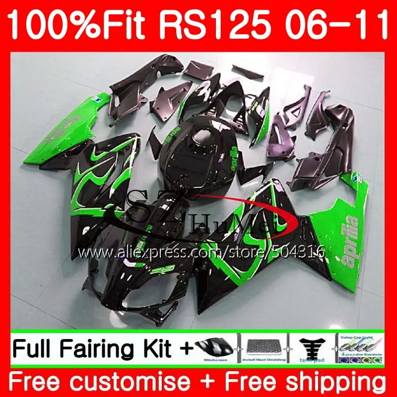 

Injection For Aprilia RS-125 RS125 06 07 08 09 10 11 green black 80SH21 RS4 RSV125 RS 125 2006 2007 2008 2009 2010 2011 Fairing