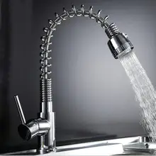 2 Стиль твердая латунь Кухня смеситель холодной и горячей Кухня нажмите на одно отверстие водопроводной воды Кухня кран Torneira Cozinha высокого качества