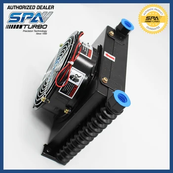 

13 rows stacked engine transmission universal oil cooler radiator with fan 12v 10AN female fittings ATV V8 Golf turbo nitrous