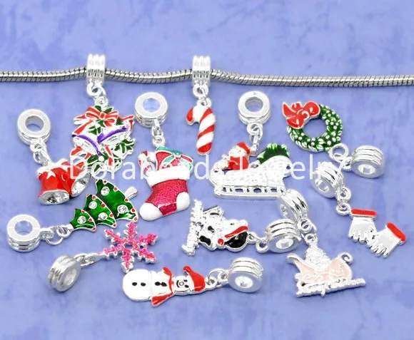 Free Shipping! 50 Enamel Christmas European charm pendants for bracelet &amp necklace (B09923) | Украшения и аксессуары