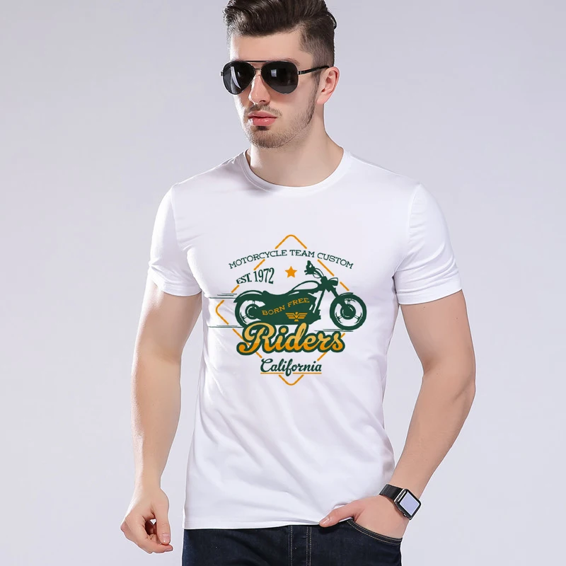 

New Hip Hop Motorcycle T-shirt Car-Styling Men's T-shirt Funny Riders 1972 Letter Printing Tshirt Brand-Clothing Moe Cerf H8-20#