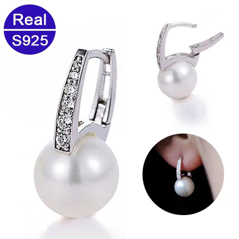 

BSL Fine Jewellery Real 925 Sterling Silver Shell Pearl Stud Earrings For Women Anniversary Gift Fashion Pearl Earring Jewelry