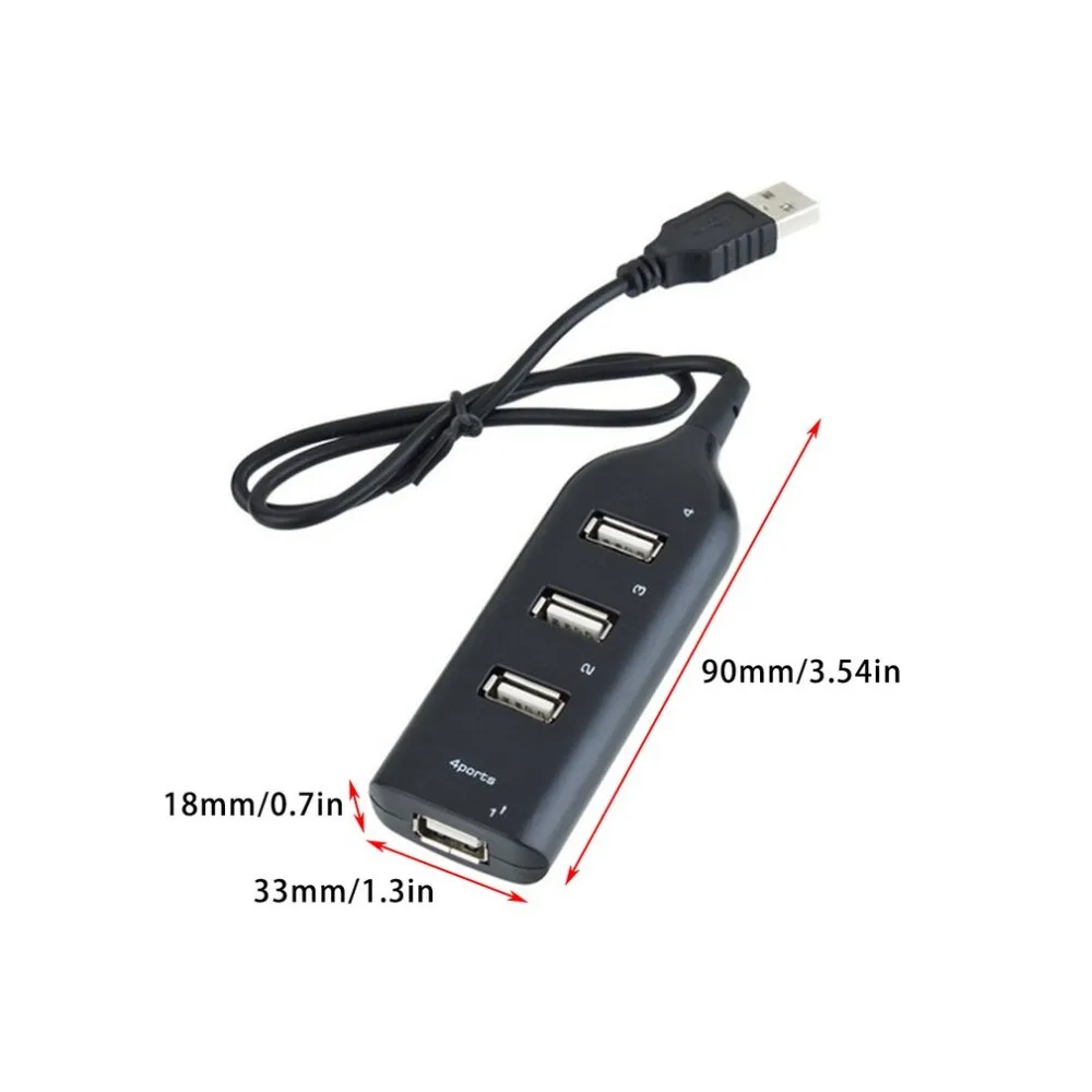 Hotest Портативный 4 Порты и разъёмы USB 2,0 High Скорость USB HUB портативных ПК Тонкий Наименьший Mini USB разветвитель адаптер для мобильного телефон портативных ПК