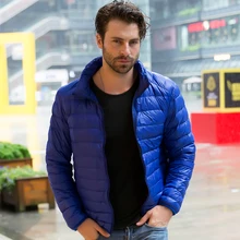 Новые зимние Для Мужчин Тонкая пуховая куртка Повседневное модные Водонепроницаемый плюс Размеры 3XL Для мужчин 90% белая утка Подпушка парка Для мужчин