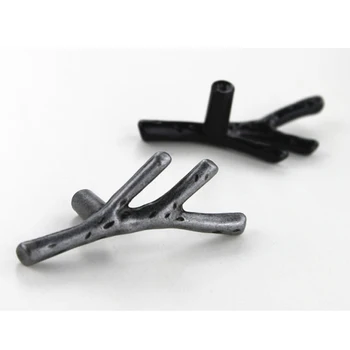 

Antique Silver/Black branch style Drawer Pulls Zinc alloy Cupboard Door Kitchen Furniture Drawer Knobs Handles 68mm