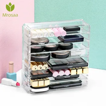 

Plastic PS Acrylic Makeup Organizer Clear Cream Storage Box Clarity Cosmetic Makeup Holder Vanity Cabinet Powder Display Shelf