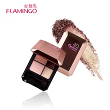 Фламинго глаз Макияж 4 вида цветов MICA Тени для век природный минерал пигментации с Щётка и зеркало металлик Тени для век Палитра 568