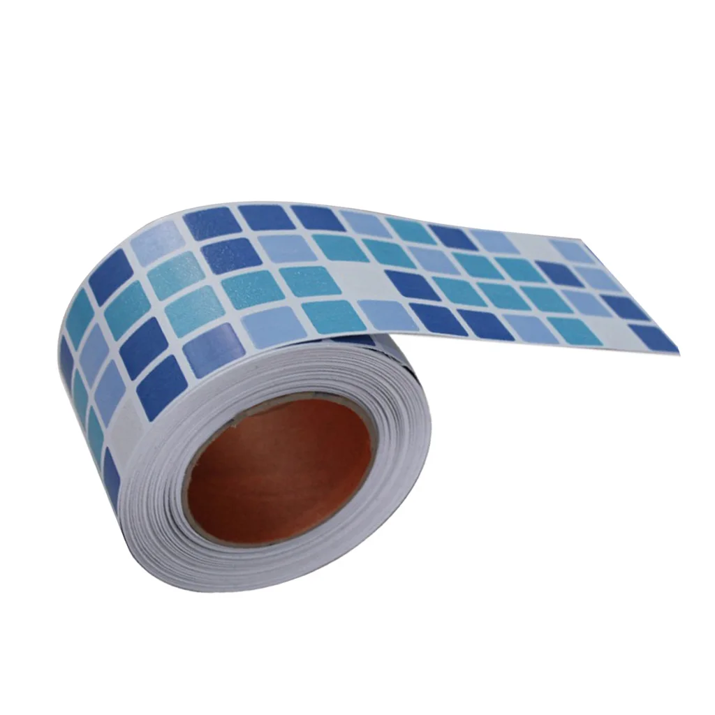 PVC Tile Floor Waistline Wall Paper Sticker Mosaic Decal Water-proof  Floor for Kitchen Bathroom Home Refurbishment DIY Decor 