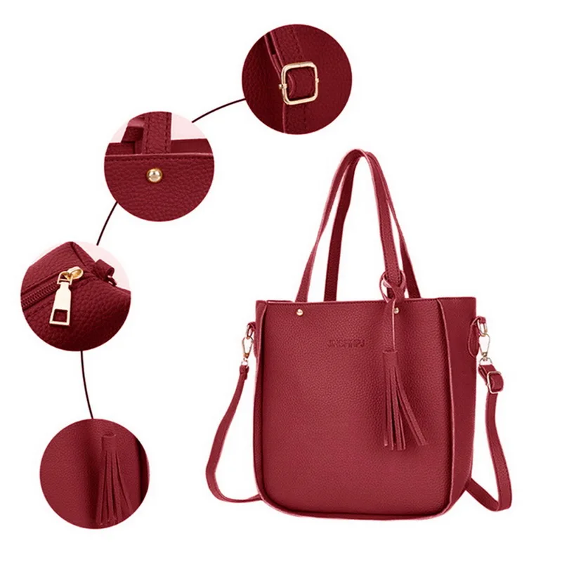 LITTHING 4 шт./компл. высокое качество сумка Для женщин модная женская сумочка, сумки через плечо, сумка с короткими ручками Сумка в комплекте