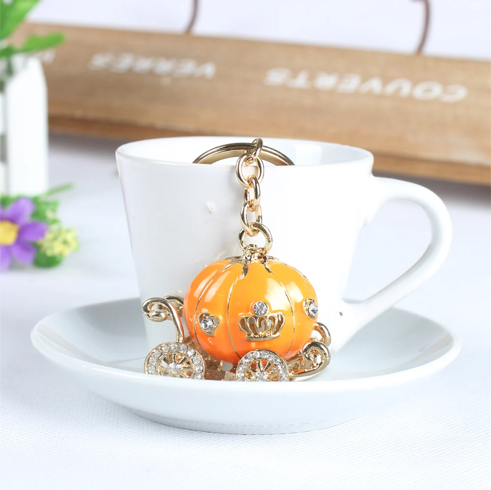 Апельсиновая подвеска брелок в виде тыквы с кристаллами|keyring keychain|purse charmskeyrings gifts |