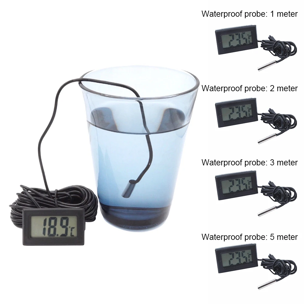 

2pcs Electronic Thermometer Aquarium Refrigerator Water Temperature Gauge With Waterproof Probe TPM-10