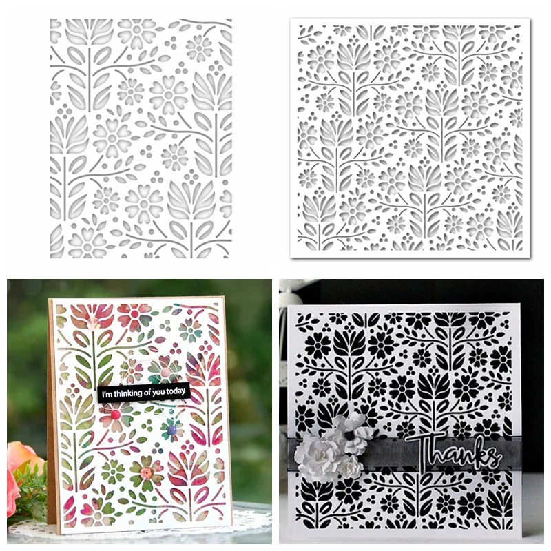 

Wild Flower Plastic Stencil Match Metal Cut Die DIY Scrapbooking Embossing Paper Card Decorative Craft Templates Drawing Sheet