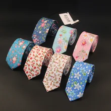 Мужские галстуки, новые корейские дизайнеры, модные, тонкие, узкие, хлопковые, 6 см, с цветочным принтом, милые для мужчин, свадебные, 5 шт./партия