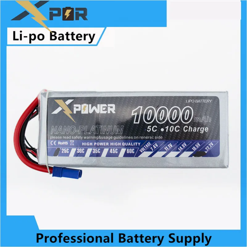 

2pcs lipo 22.2V 6s Battery 10000mah 25C XT60 T EC5 plug X power for rc drone Helicopter airplanes Quadcopter boat parts