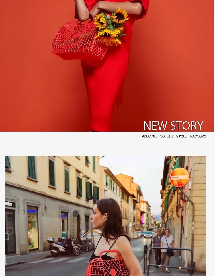 INS Super Hot Hand-Held Basket Bag Hollowed Out Jelly Large Capacity Summer Seaside Vacation Handbags Fashion Tote Bags acrylic bag marble texture