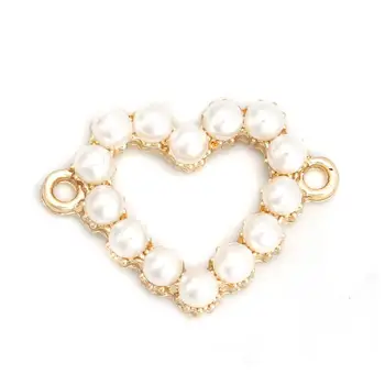 

DoreenBeads Fashion Zinc Based Alloy & Acrylic Connectors Oval Gold White Imitation Pearl Jewelry DIY Charms 25mm x 15mm, 5 PCs