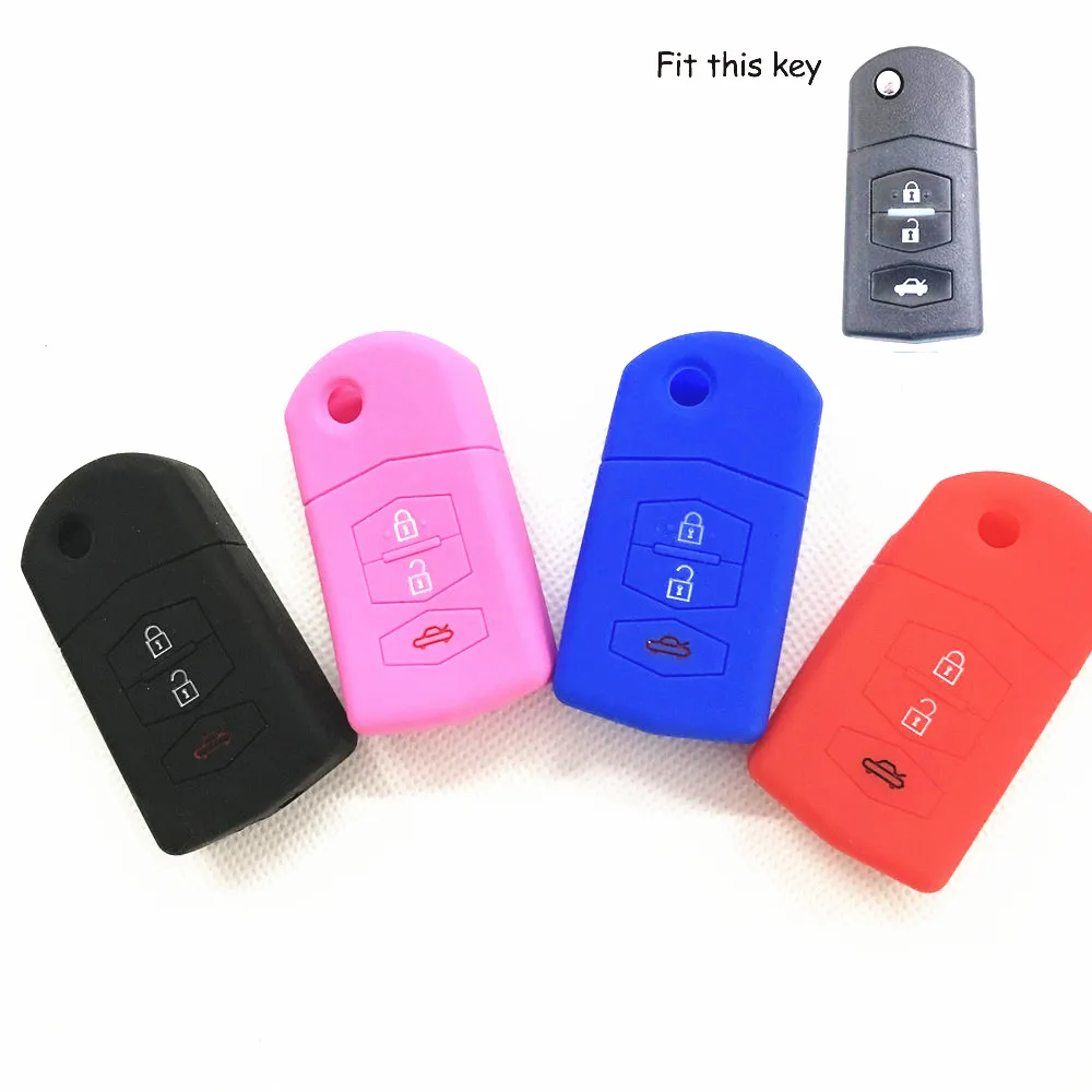 

Fit For Mazda 2 Demio 3 5 6 M5 CX7 CX9 RX8 MX5 MPV Keyring Case Fob Shell Skin Holder 3 Button Silicone Remote Flip Key Cover