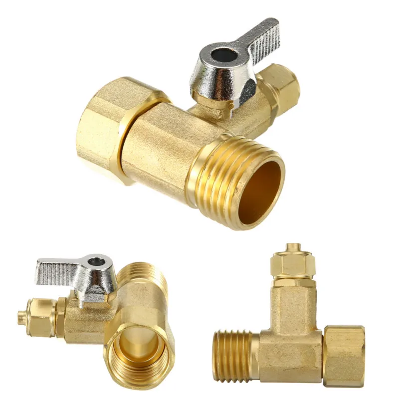 1/2'' To 1/4'' Brass Feed Ball Valve Water Filter Adapter Tee Connector Faucet Reverse Osmosis System for Home Water Taps Faucet
