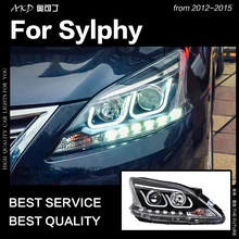 AKD автомобильный Стайлинг Головной фонарь для Sylphy фары 2012 Sentra светодиодный фонарь DRL Hid опция Головной фонарь Ангел глаз луч аксессуары