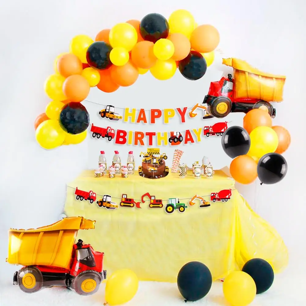 38PCS Construction Party Decoration Dump Truck Happy Birthday Party Decor Kids Kits Set Baby Shower Party Favor Supplies